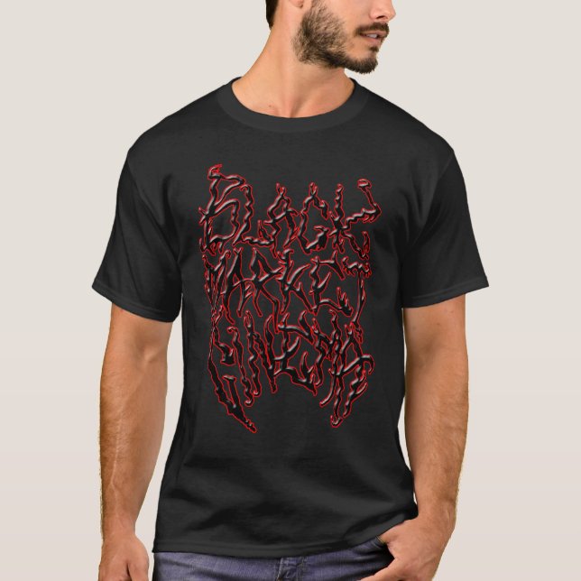 Svarten marknadsför dödmetalllogotypen tee shirt (Framsida)