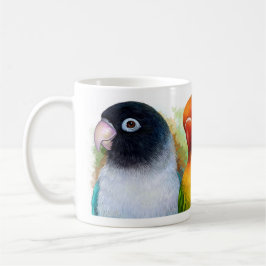 Svarten maskerade Fischer Lutino persikan vände Kaffemugg