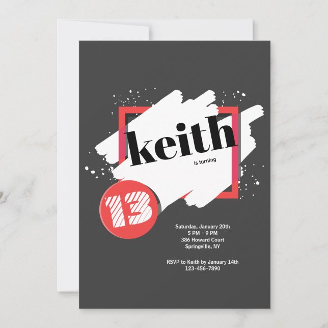 Svarten med rött specificerar inbjudan (Framsida)