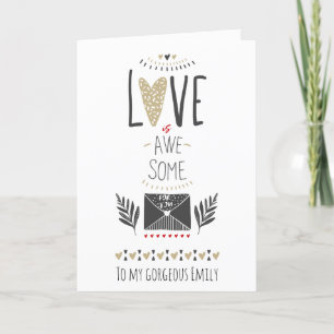 Svarten och guld- kärlek är enorm valentines helgkort