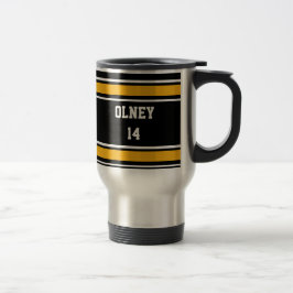 Svarten och guld reser kaffemuggen - skräddarsy resemugg