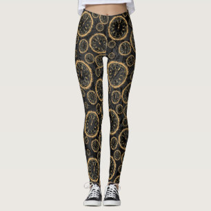 Svarten och guld tar tid på designLeggins Leggings