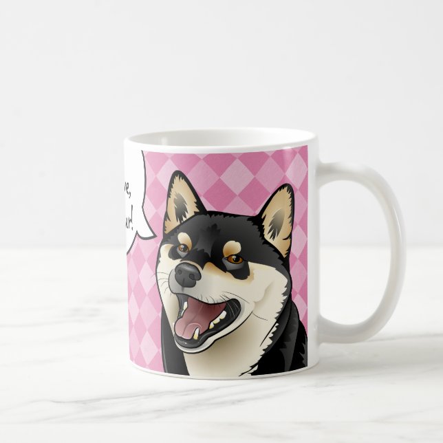 Svarten och solbrända Shiba Inu japanska hundar är Kaffemugg (Höger)