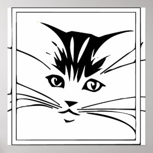 Svarten på vitkatt skisserar poster