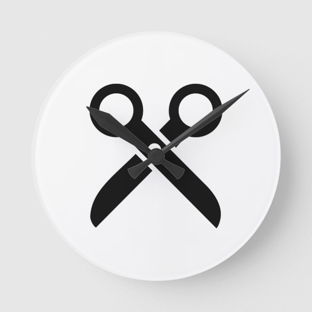Svarten Scissors symbolen Rund Klocka (Framsida)