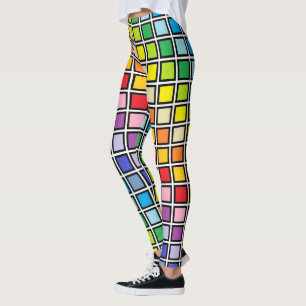 Svarten skisserade mer breda Spectrumregnbågen Leggings