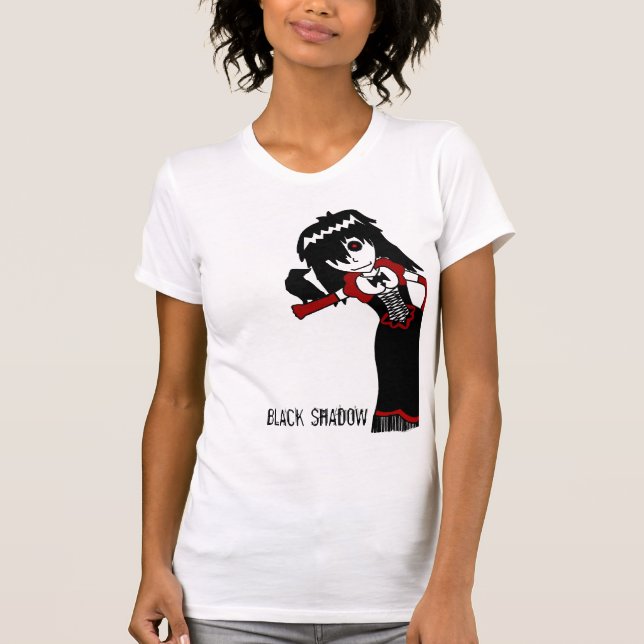 Svarten skuggar vit tee shirt (Framsida)