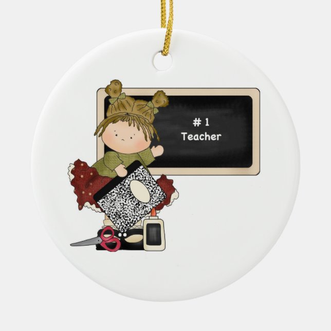 Svarten stiger ombord lärare #1 julgransprydnad keramik (Framsidan)