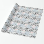 Svarten virvlar runt det 60th bröllopsdagfotoet presentpapper<br><div class="desc">Denna diamantbröllopårsdaggåva som slår in papper,  presenterar en svart virvlar runt det damastast mönster som bakgrunden,  ett ljust - blått vågigt randen över centrera och en oval anpassadefotoram. Anpassadetext låter dig tillfoga namnen av koppla ihop.</div>