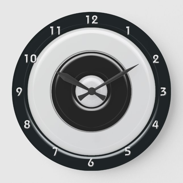 Svarten & vit cirklar, & bullseyen med numrerar stor klocka (Framsida)