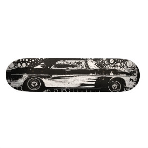 Svarten & vit flammar klassikerskateboarden old school skateboard bräda 21,6 cm
