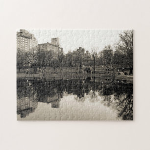 Svarten & vit landskap i Central Park Pussel