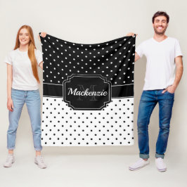 Svarten & vit pricker fleecefilt