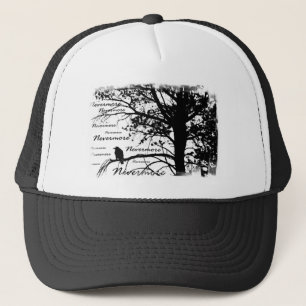 Svarten & vit Silhouette Nevermore korpsvart Truckerkeps