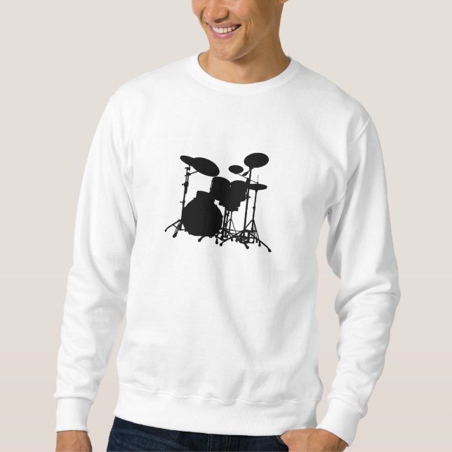 Svarten & vit trummar satssilhouetten - sweatshirt (Framsida)
