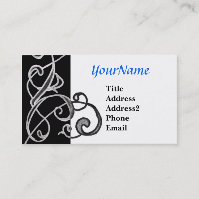 Svarten & vit virvlar runt visitkort (Framsida)