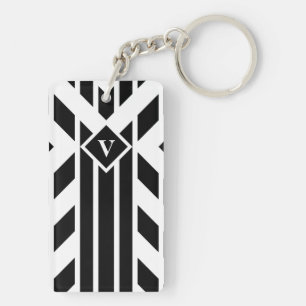 Svartfadrilateralt Rand på vit med Monogram