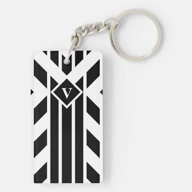 Svartfadrilateralt Rand på vit med Monogram (Baksidan)