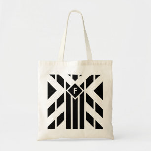 Svartfadrilateralt Rand på vit med Monogram Tygkasse