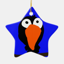 Svartfågel från teckning julgransprydnad keramik