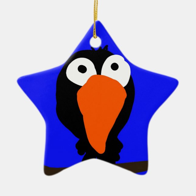 Svartfågel från teckning julgransprydnad keramik (Framsidan)