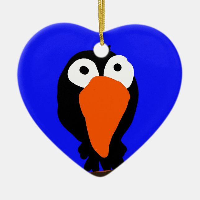 Svartfågel från teckning julgransprydnad keramik (Framsidan)