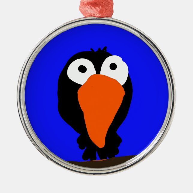 Svartfågel från teckning julgransprydnad metall (Framsidan)