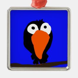 Svartfågel från teckning julgransprydnad metall