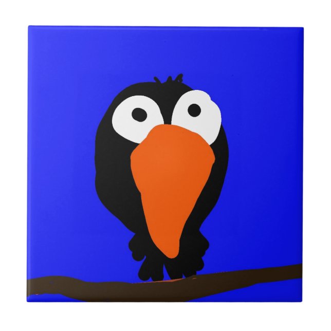 Svartfågel från teckning kakelplatta (Framsidan)