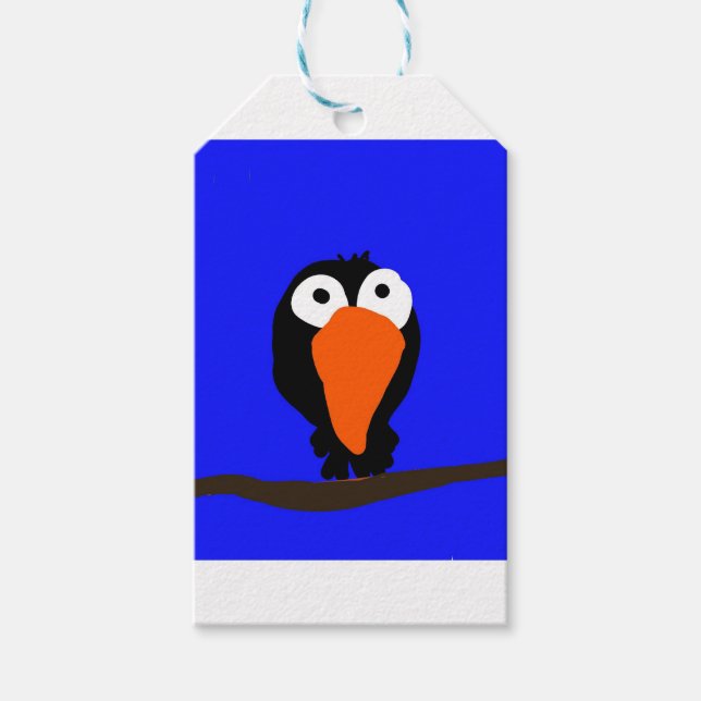 Svartfågel från teckning presentetikett (Framsidan)