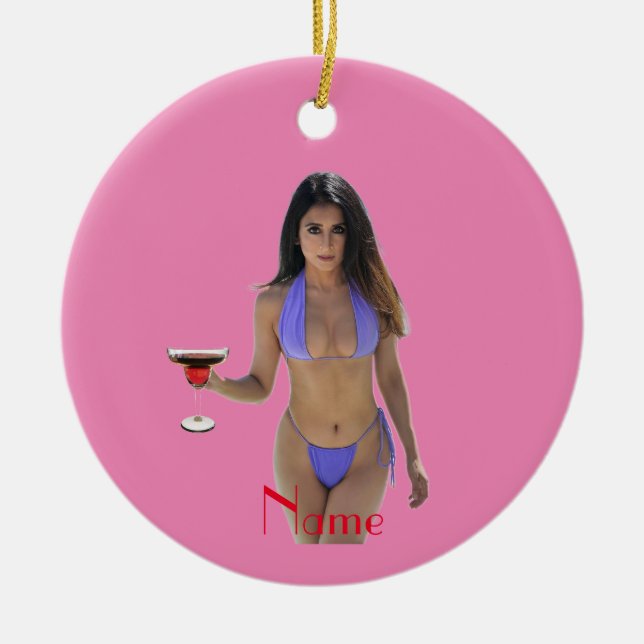 Svartfärgad Bikini Beauty Thunder_Cove Julgransprydnad Keramik (Framsidan)