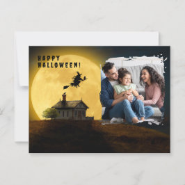 Svartfärgad häxbild från happy halloween vykort
