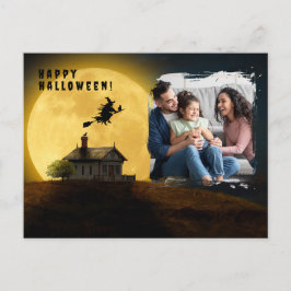 Svartfärgad häxbild från happy halloween vykort