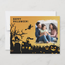 Svartfärgad häxbild från happy halloween vykort