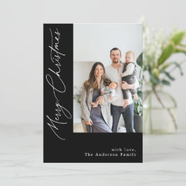 Svartfärgad julfoto, handskriven Calligraphy Julkort