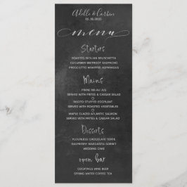 Svartfärgad krita med Finare-kursiv kalligrafi i S Meny