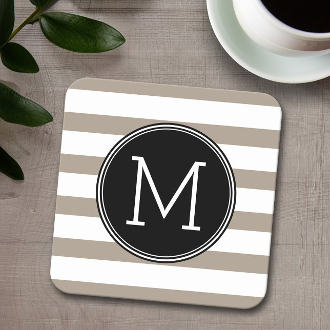 Svartfärgad Mönster-mosé med spetsiga spetsar Underlägg Papper Kvadrat (Personalized coaster with a monogram)