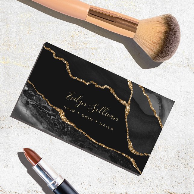 svartfärgad vattenfärgad agate visitkort (Skapare uppladdad)