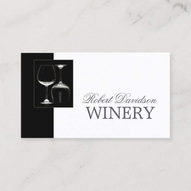 Svartfärgat Winery Sommelier-Glass Card, vin Maker Visitkort (Framsida)