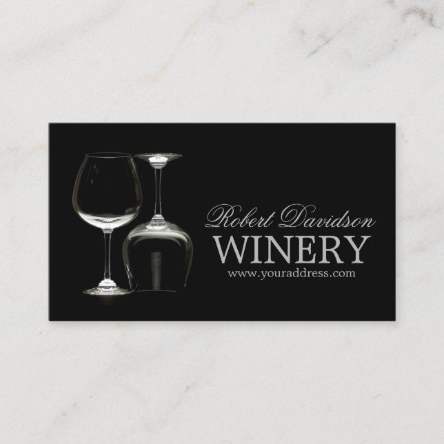 Svartfärgat Winery Sommelier-Glass Card, vin Maker Visitkort (Framsida)