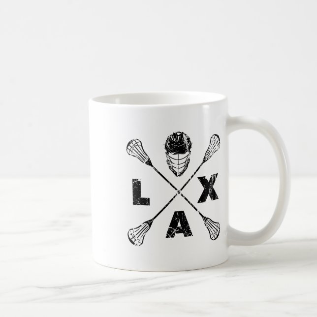Svartfärgen Lacrosse Lax Kor Kaffemugg (Höger)