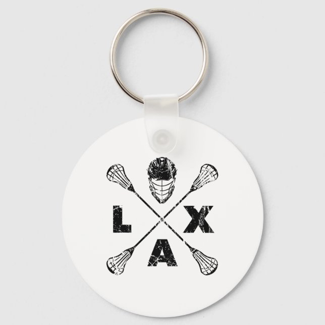 Svartfärgen Lacrosse Lax Kor Nyckelring (Framsida)