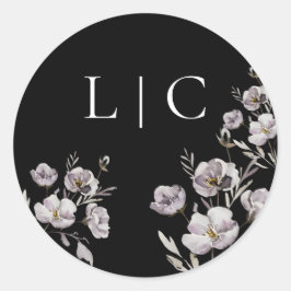 Svartfärgsblomma i elegant bröllop runt klistermärke