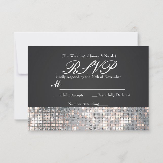 Svartfärgskort för gnistra Sequins Glamor Bröllop  OSA Kort (Framsida)