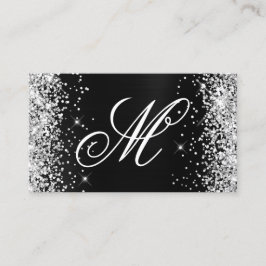 Svartfenad olja Finare monogrammad silver Glitter Visitkort