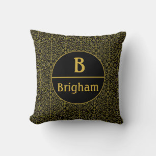 Svartfiligree Monogram och Guld Kudde