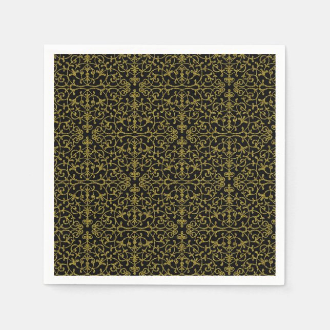 Svartfiligree och Guld Pappersservett (Framsidan)