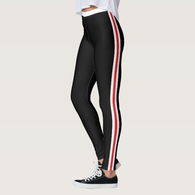 Svartfläckar på vit röd sida Rand - ditt Färg Leggings (Vänster)