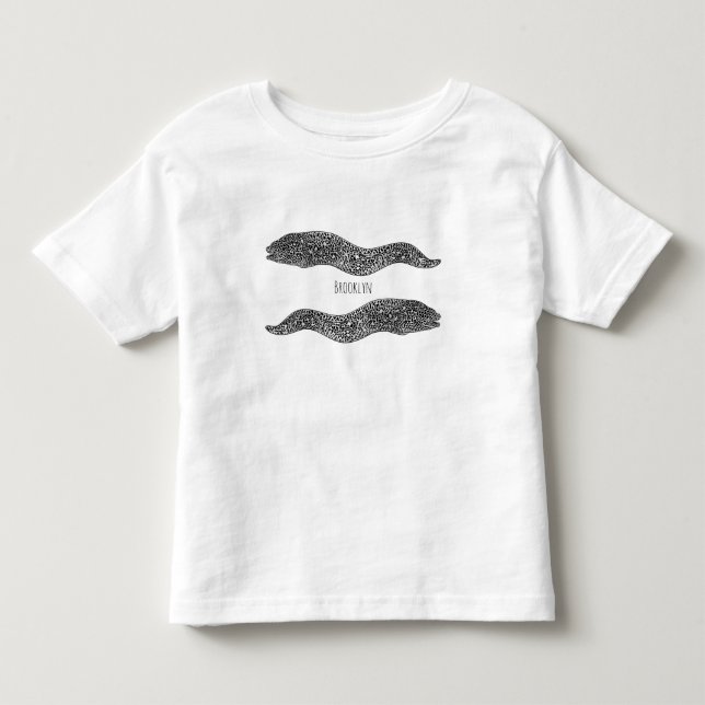 Svartfläckig muränål tecknad illustration t shirt (Framsida)