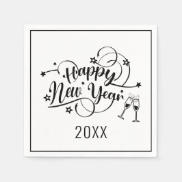 Svartfont nyårslöjor pappersservett